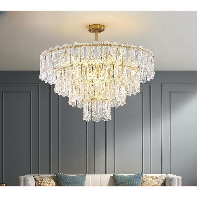 法式简约现代客厅吊灯 高档大气别墅大厅餐厅卧室轻奢led玻璃吊灯