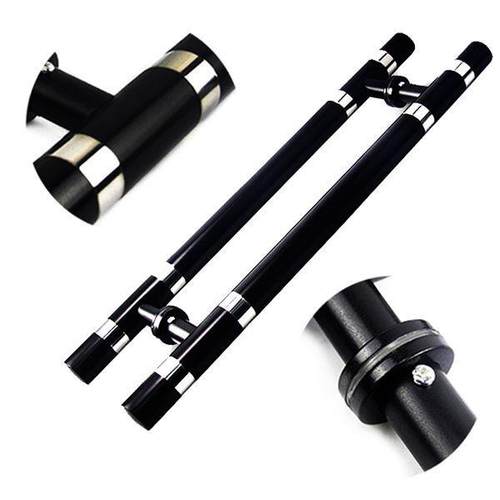 杰成加厚玻璃门拉手黑色不锈钢欧式大门木门把手大拉手