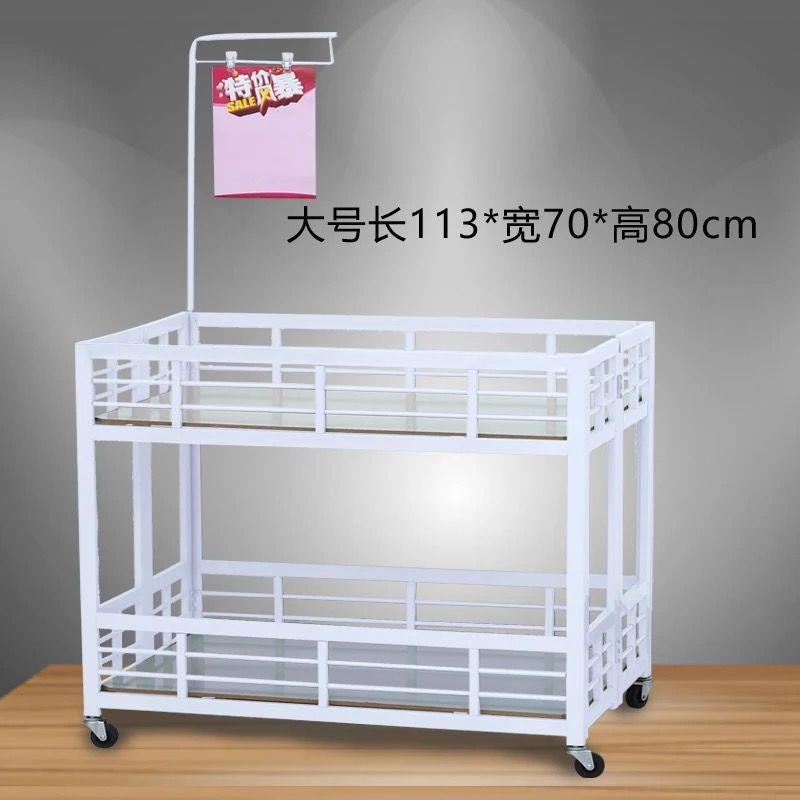 可折叠夜市带轮可移动商用服装店商场货架两层摆摊推车超市促销车
