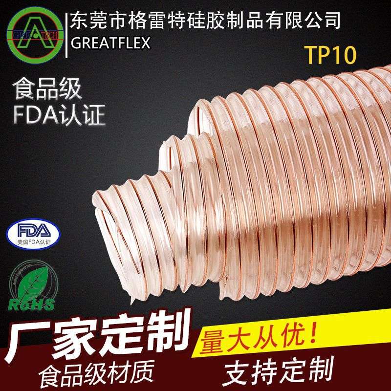 GREATFLEX加厚大口径透明波纹PU吸尘颗粒钢丝软管德国热卖TP10