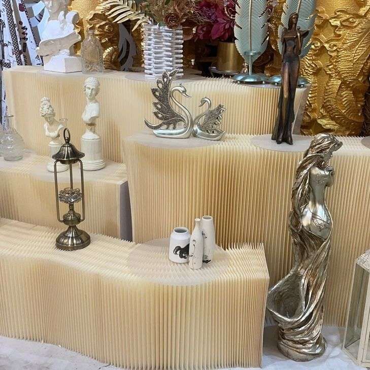 折叠多层摆摊纸风琴家具展架货架中岛展会布置折叠桌派对拉伸展台