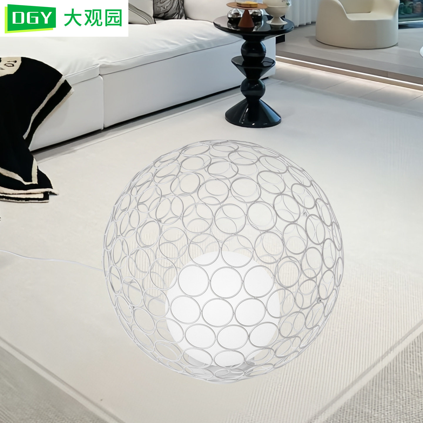 客厅简约镂空球中球网红落地灯