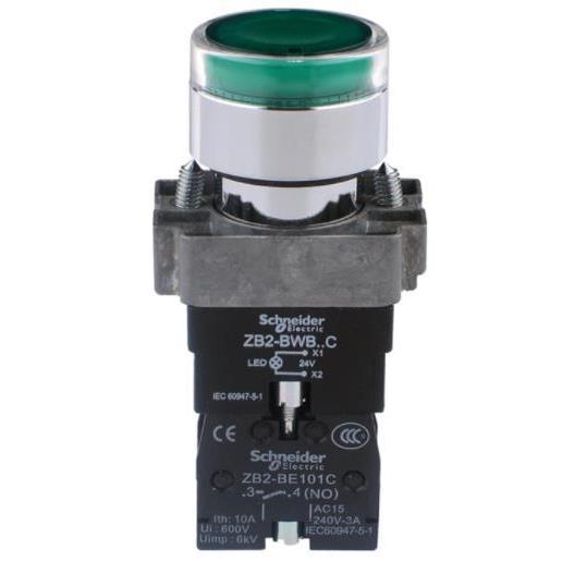 原装绿色带灯按钮XB2BW33B1C 常开24V按钮