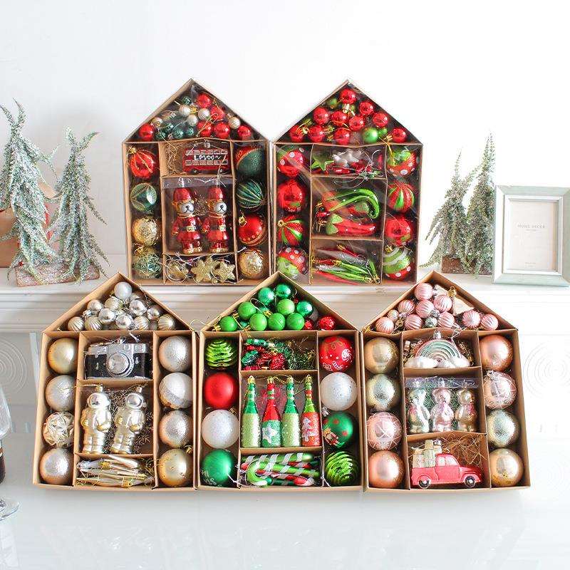 圣诞节异性新款圣诞球商场挂饰圣诞树小彩球挂件电镀吊球套装