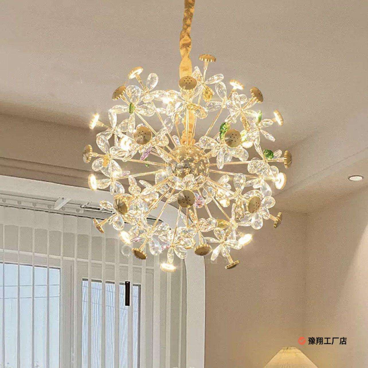 后现代轻奢水晶吊灯客厅灯简约创意花瓣灯温馨公主女孩儿童卧室灯