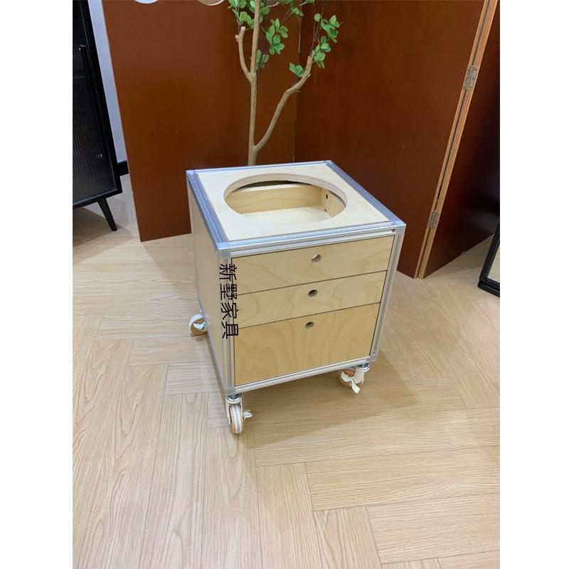 铝型材移动床头柜客厅沙发边柜桦木海洋板抽屉柜民宿装饰花架带轮