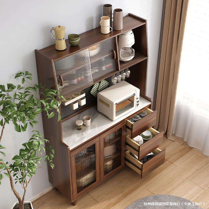 ▧实木餐边柜现代简约客厅酒柜茶水柜厨房储物柜收纳柜橱柜一体靠