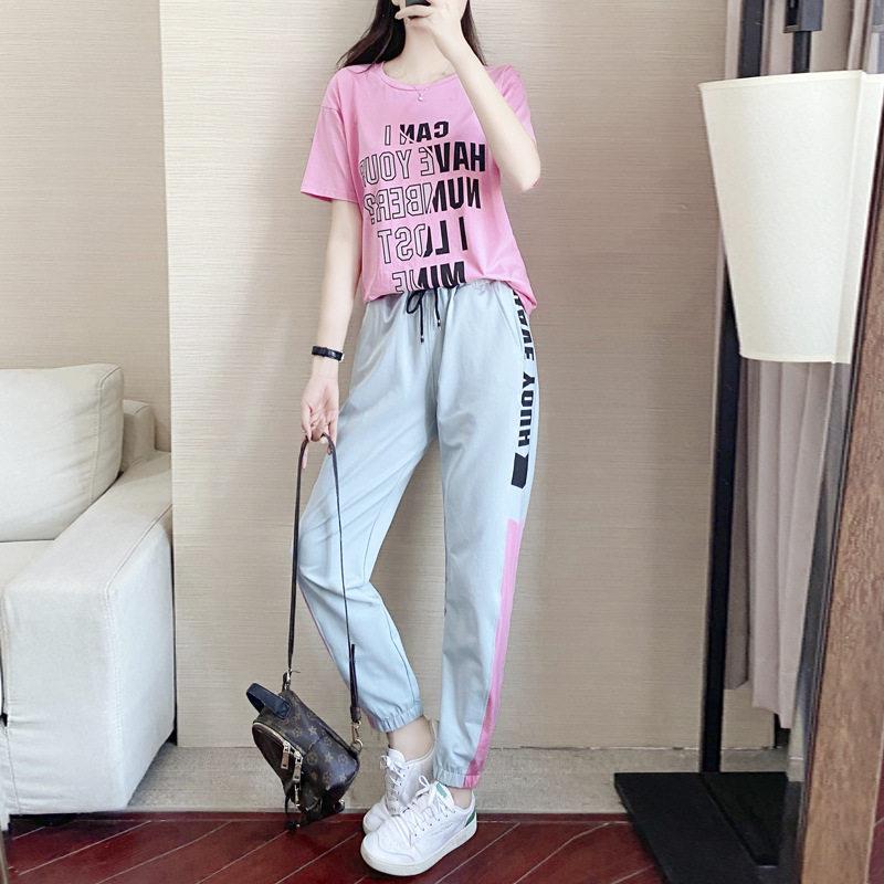 欧洲站休闲运动套装女2026年新款夏季薄款时尚宽松短袖两件套减龄