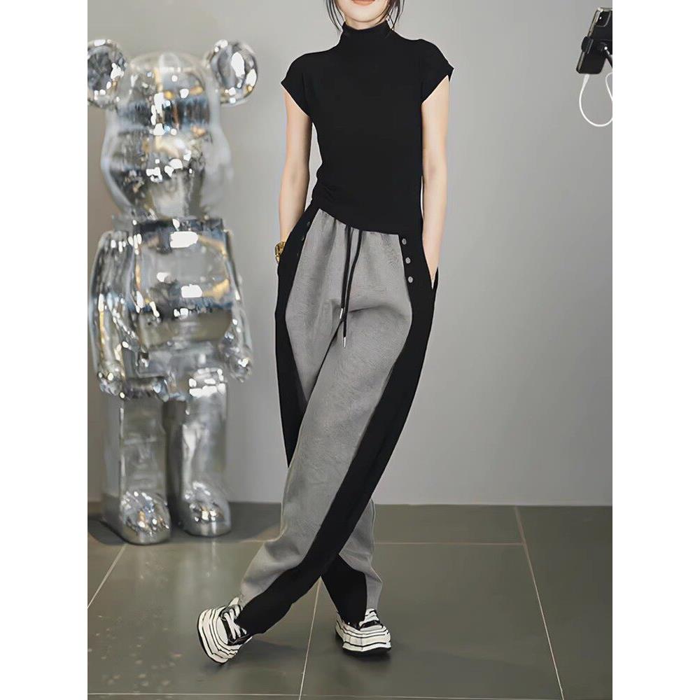 欧洲站时尚休闲 运动套装女夏2025新款潮阔腿裤高级感宽松两件套