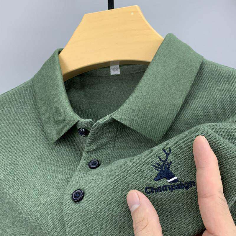 出口法国!流行色!高端保罗POLO衫男士纯棉春秋刺绣翻领长袖t恤