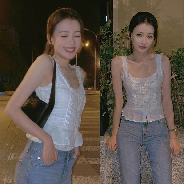 孙怡同款2024夏季白色辣妹花边性感吊带外穿背心内搭薄款甜辣上衣