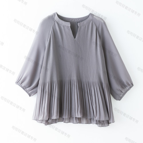 显瘦宽松简约褶皱衬衫褶皱显瘦