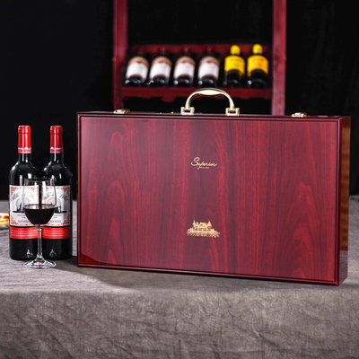 钢琴烤漆红酒包装礼盒高档木盒葡萄酒包装盒单双支装红酒盒子定制