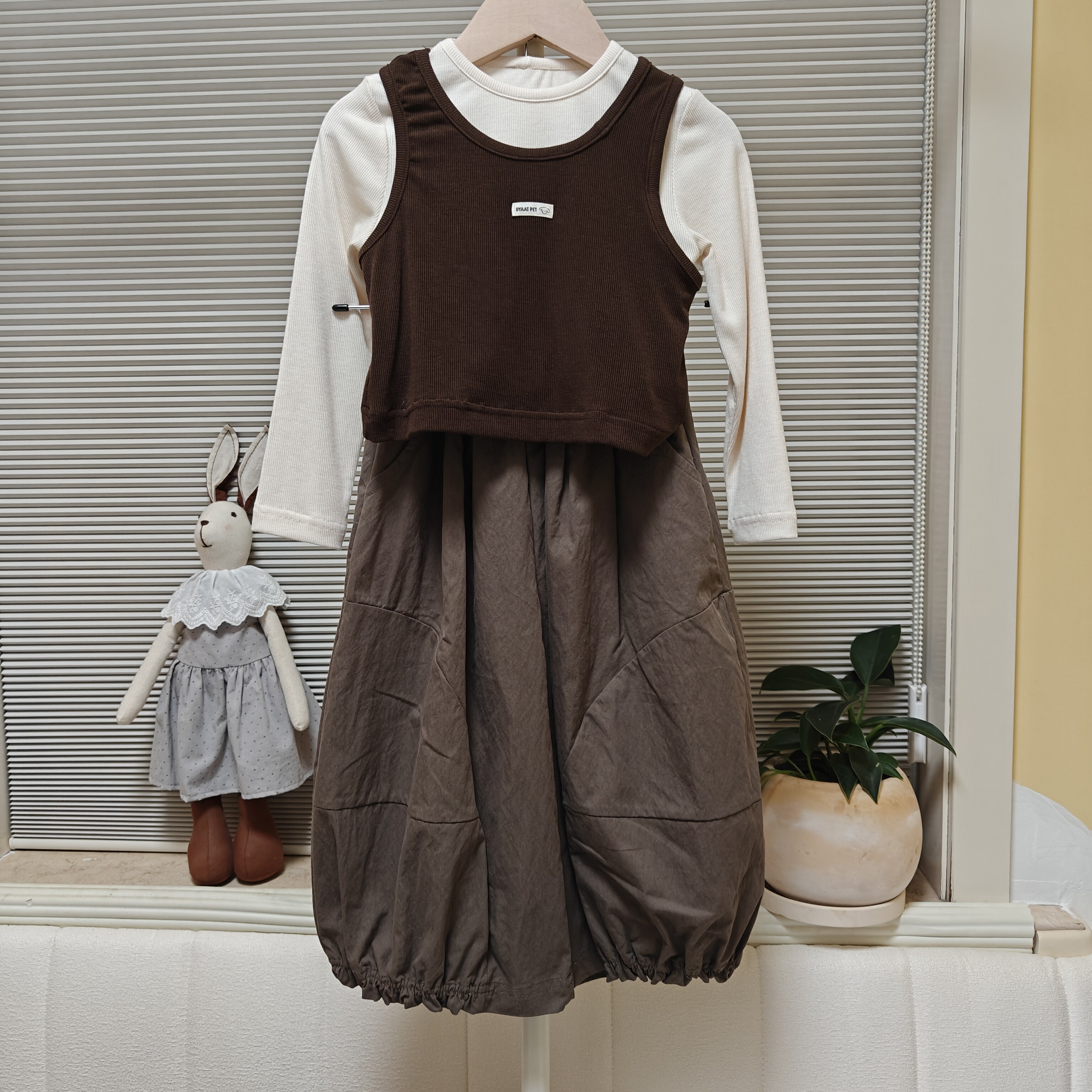 2025春款女童背心灯笼裤套裤装中大套童休闲分轻薄潮