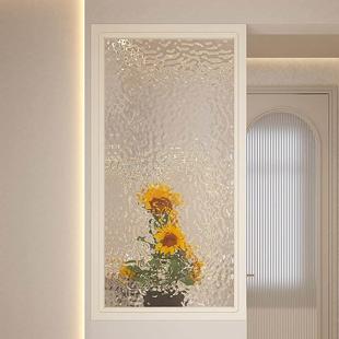 实木边框半墙卫生间超白水波纹钢化艺术玻璃隔断屏风卫浴室洗手台