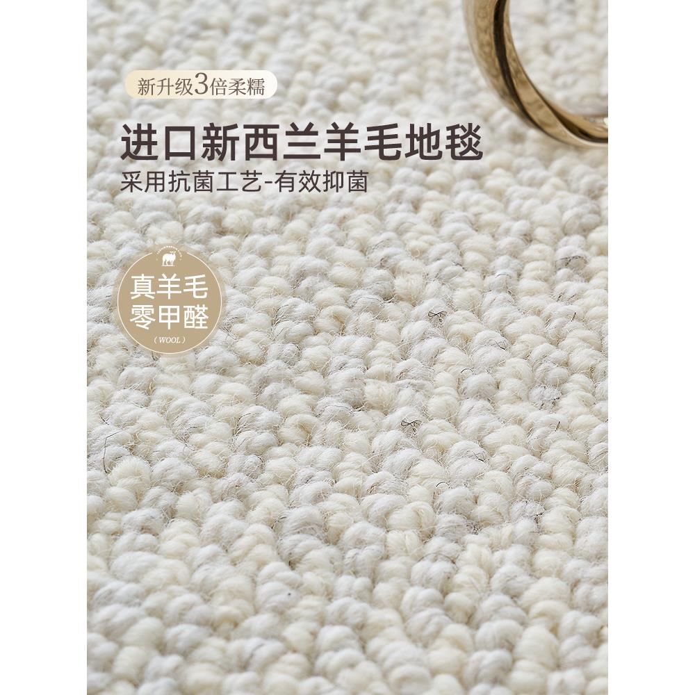 新西兰进口羊毛地毯客厅卧室沙发茶几侘寂风高级感床边毯素色满铺