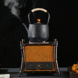 竹柒閣竹編紫竹炭火電陶爐圍爐煮茶爐可拆卸家用室內(nèi)炭爐烤火爐子