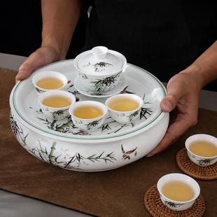 客厅简约茶台青花茶壶茶盘茶杯商用 整套陶瓷10英寸家用茶具中式