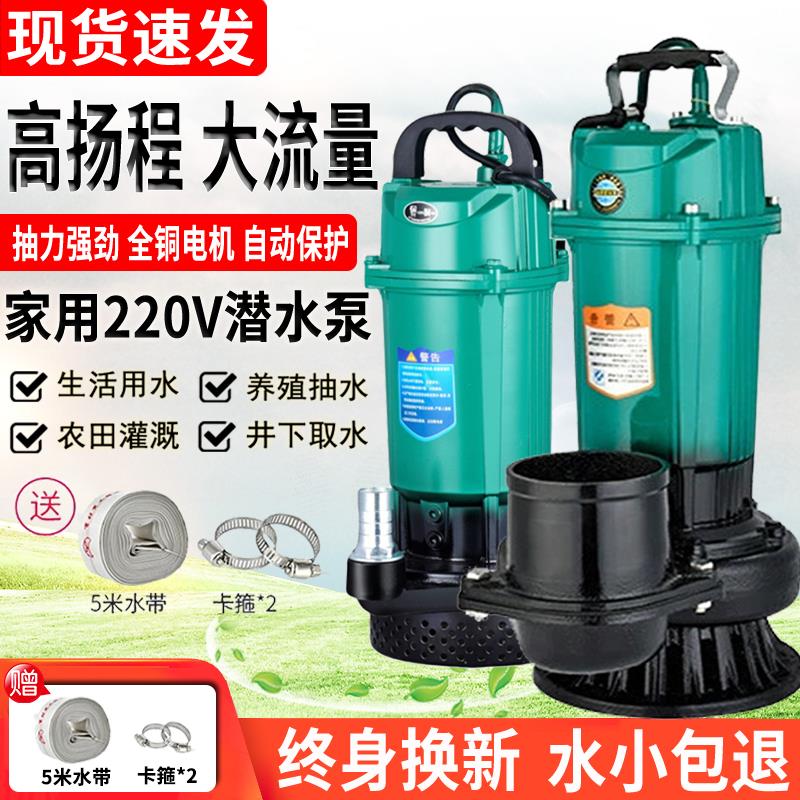 潜水泵220v抽水泵家用抽水高扬程农用灌溉鱼塘工业抽水机大流量