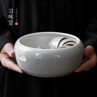冰灰釉陶瓷茶洗｜大号杯洗茶查桶茶水缸水盂笔洗家用功夫茶具收纳