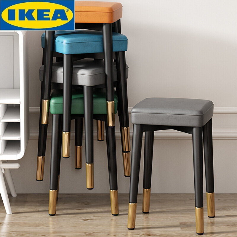 1KEA宜家家居乐轻奢凳子可叠放方凳板凳家用餐桌圆凳现代简约创意