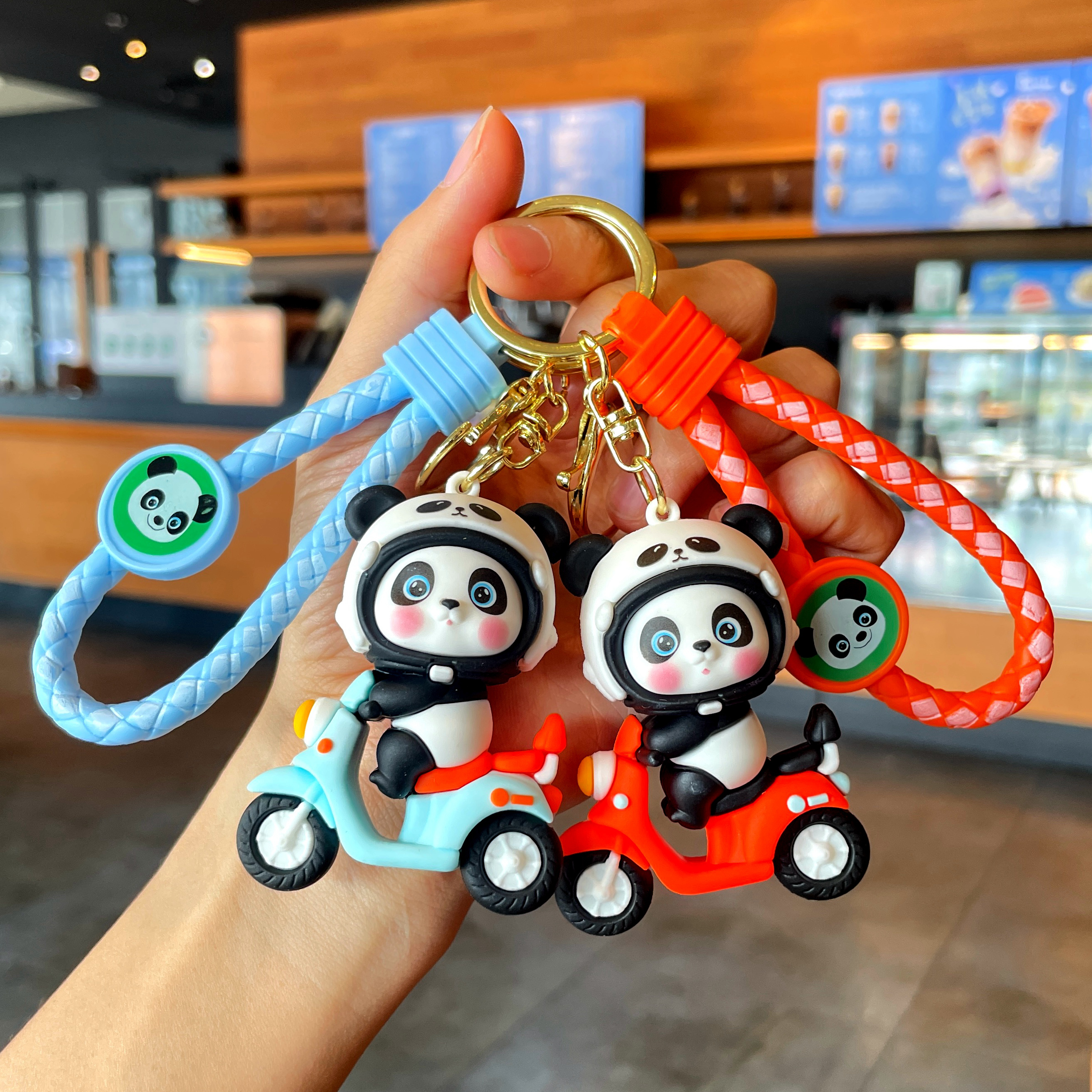 卡通公仔熊猫花花钥匙扣背包挂件