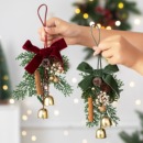 圣诞节装 扮花束氛围场景布置门挂饰 饰圣诞铃铛花环挂件圣诞树装