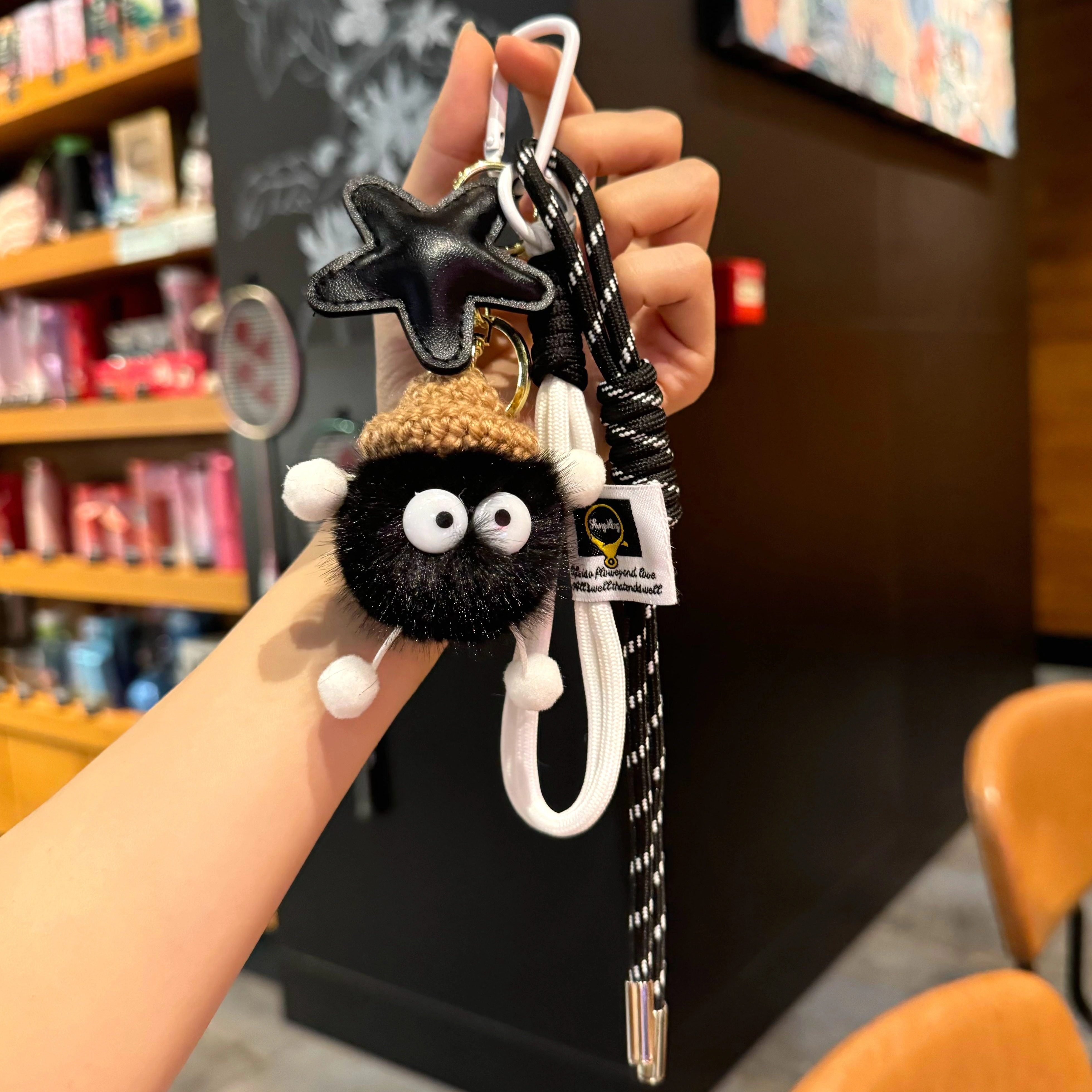 miu系呆萌小煤球星星毛绒玩偶挂件创意情侣钥匙扣卡通包包小挂件