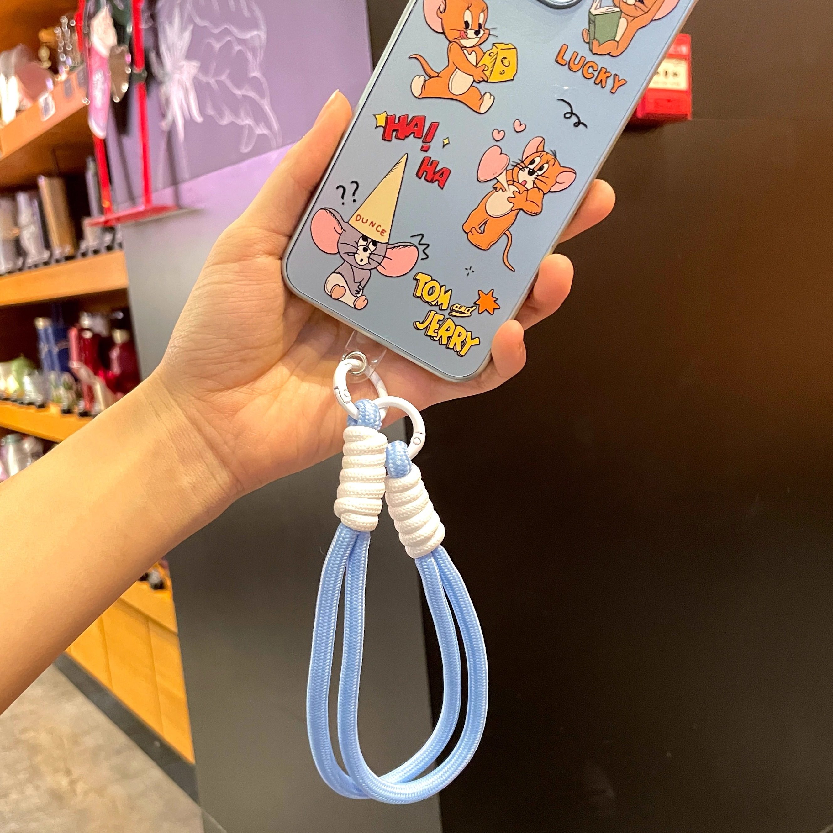 新款手机壳挂绳多巴胺双扣编织钥匙扣防丢包包挂件简约背包挂饰