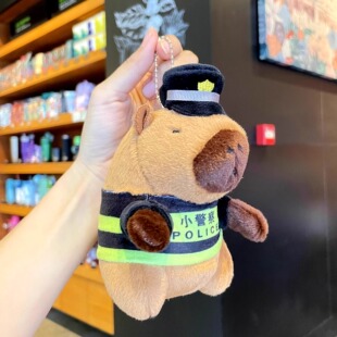 卡皮巴拉警察交警消防员玩偶毛绒110警察节小礼物水豚公仔布娃娃