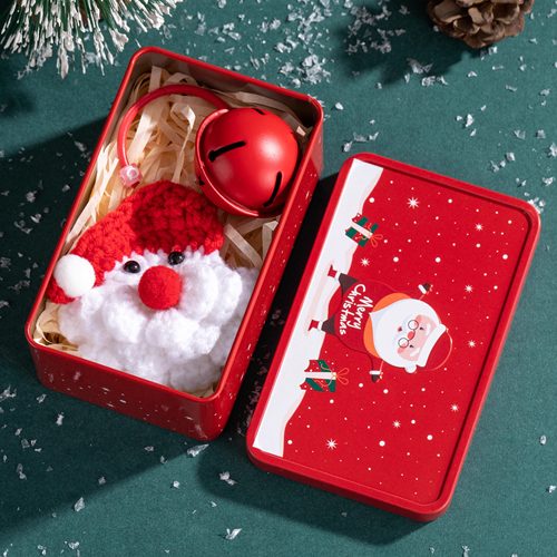 圣诞节礼物盒毛线编织圣诞老人