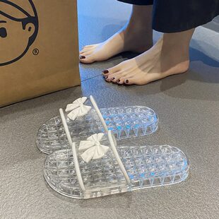 水晶防臭室内新款 女夏外穿透明2025 防滑家居时尚 果冻夏洗澡拖鞋