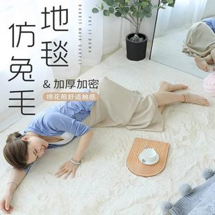 ins毛绒卧室款 地垫床边毯毛地毯兔满铺书房垫子纯色客厅家用 耐脏