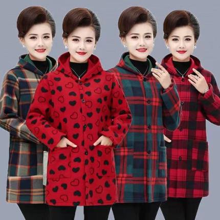 秋冬外套妈妈装衣服装衣工作加大码加绒加厚罩罩中长款中老年女装