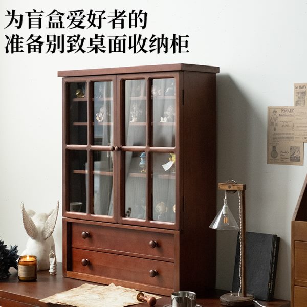 全实木展示靠墙手办模型桌面收纳防尘柜客厅家用玻璃展示子陈列柜