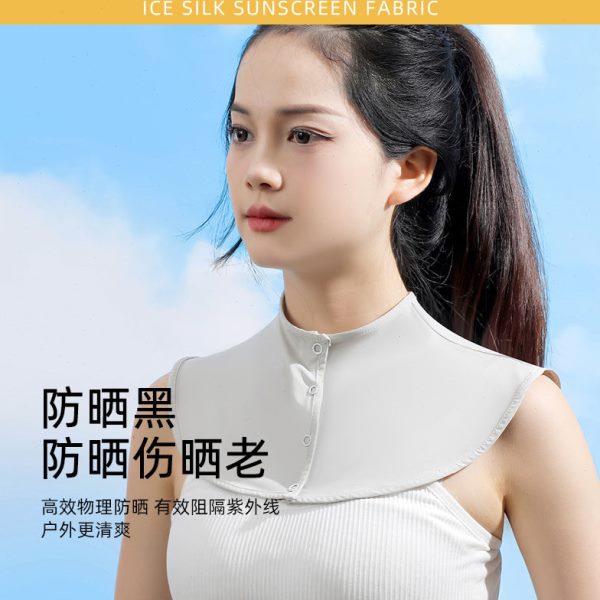 神器防走光护肩颈小披肩假夏天骑车防晒薄款冰丝冷感纯色女领防晒