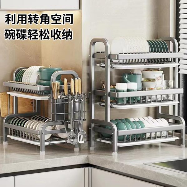 多功能碗碟放碗筷收纳盒家用沥水架收纳厨房置物架层架带盖子碗架