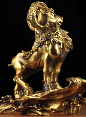 领头羊全铜羊摆件工艺品招财山羊公司办公室桌装S饰客厅大号生肖