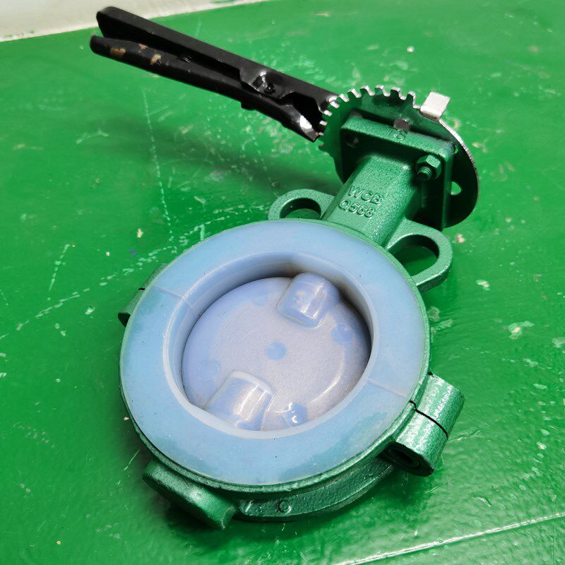 铸钢全衬a四氟手柄对夹蝶阀D71F46-10/16C耐酸碱腐蚀高温蝶阀开关