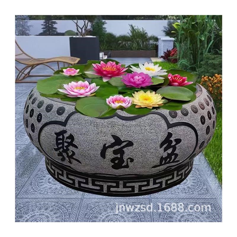 别墅大理石花盆小区o美化石材盆景价钱自家庭院石器图片大全