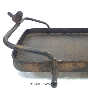 爱上花园 园艺杂货 铁皮花盆配件底托铁皮色做Q旧盆双把小鸟铁托