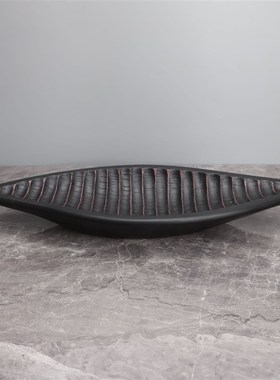 欧式简约黑色竹笋型果盘样板房售C楼部家居卧室餐厅软装饰品摆件