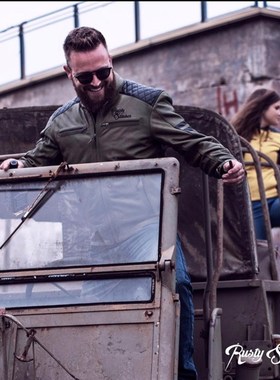 RustyStiches Jari头B层牛皮哈雷 摩托机车骑行皮衣 复古夹克