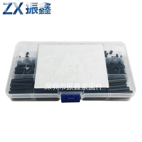 390PCS 65#锰钢黑色弹性圆柱销U型开口销 M1.5/2/2.5/3/4/5/6套装