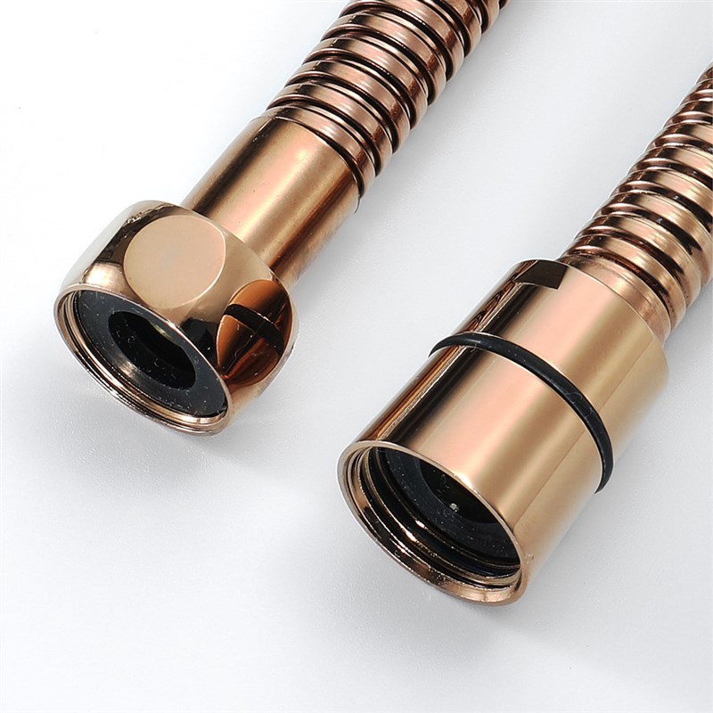 洗澡淋浴房浴室手持花洒喷头不锈钢玫瑰金管进水管软管水管子