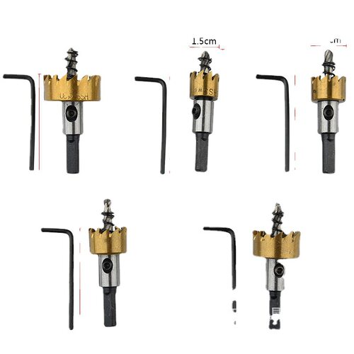 5PC高速钢镀钛开孔器高速钢开孔器金属薄板扩孔器16-30mm