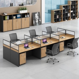 锡4屏风6现代职员四人位办公桌椅组合财务 卡座y公司办公室桌子无