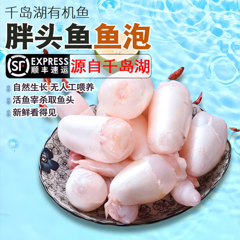千岛湖正宗有机胖头鱼花鲢大鱼泡鱼胶新鲜现取冷冻真空锁鲜包邮