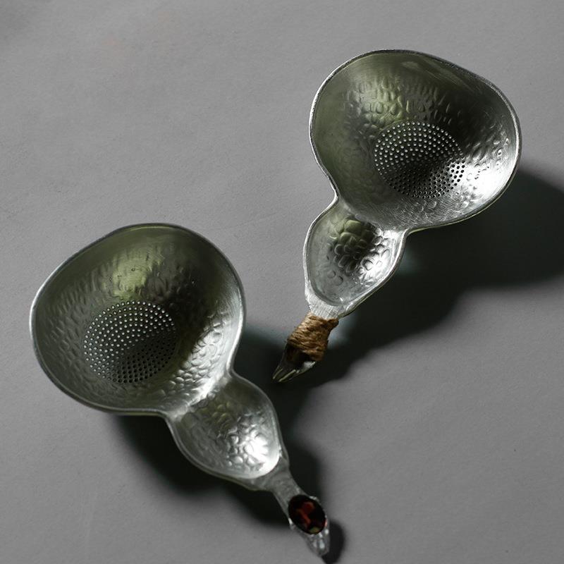 汇茶纯锡茶漏葫芦瓢过滤网手工陶瓷铜银茶道配件功夫茶具茶叶漏斗