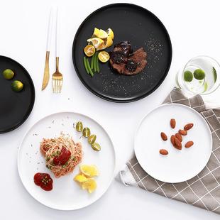 装牛排的刀叉盘子套装西餐盘碟牛扒餐具家用西式欧式陶瓷黑白色盘